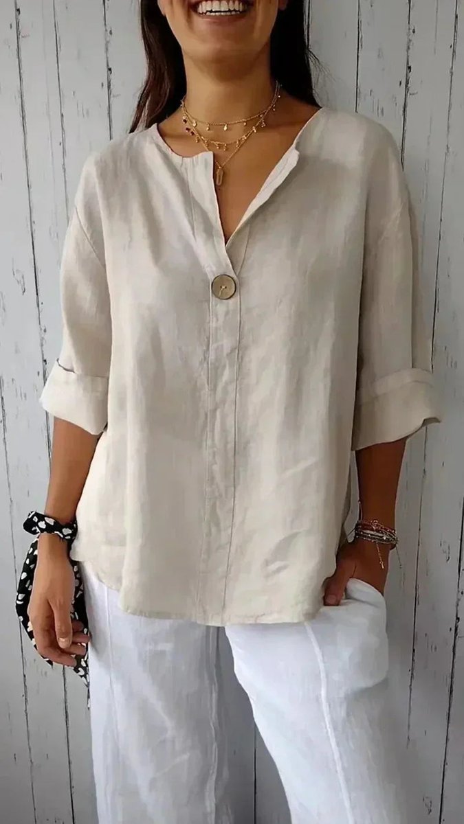 Emily Linnen Blouse met V-hals