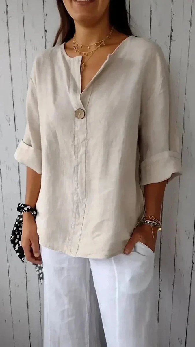 Emily Linnen Blouse met V-hals