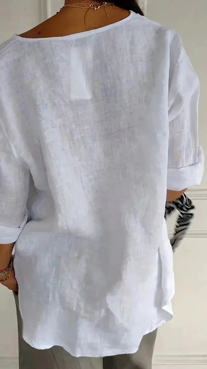 Emily Linnen Blouse met V-hals