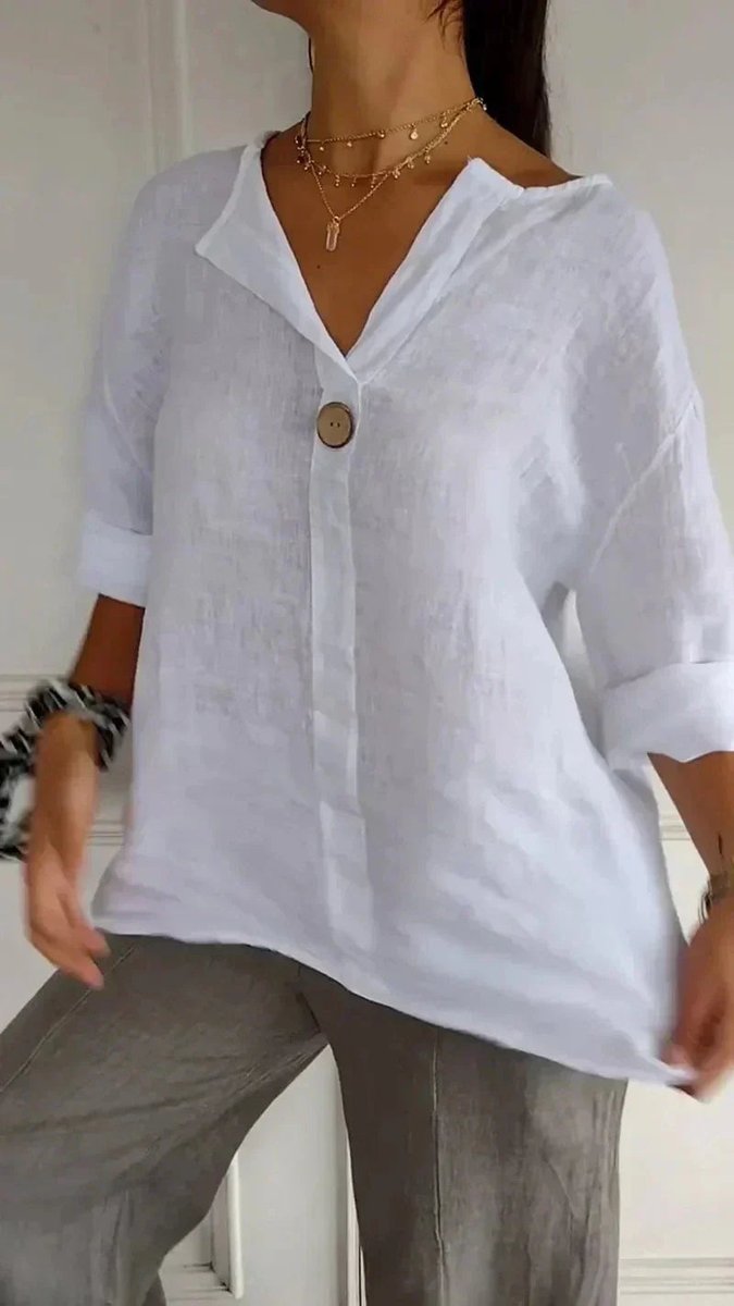 Emily Linnen Blouse met V-hals
