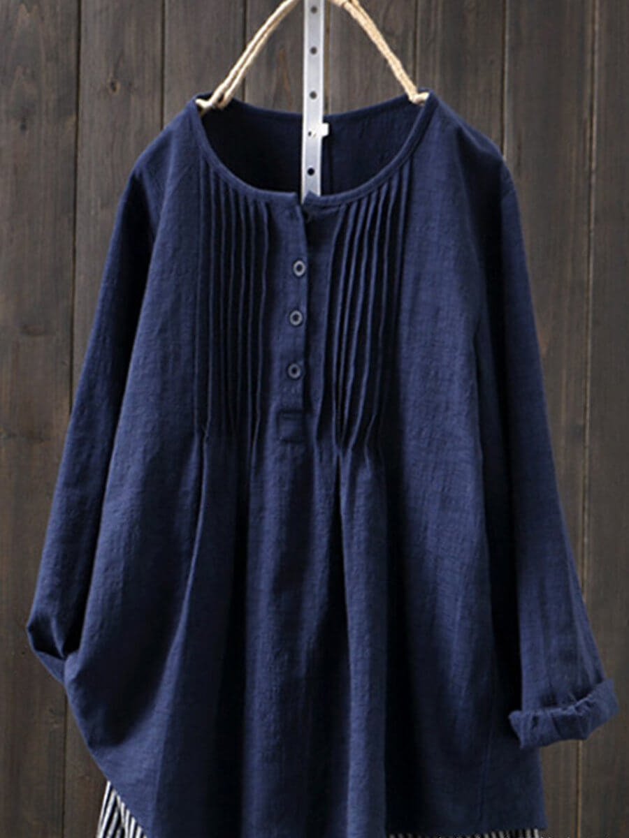 Freya Lange Linnen Blouse met Knoopsluiting