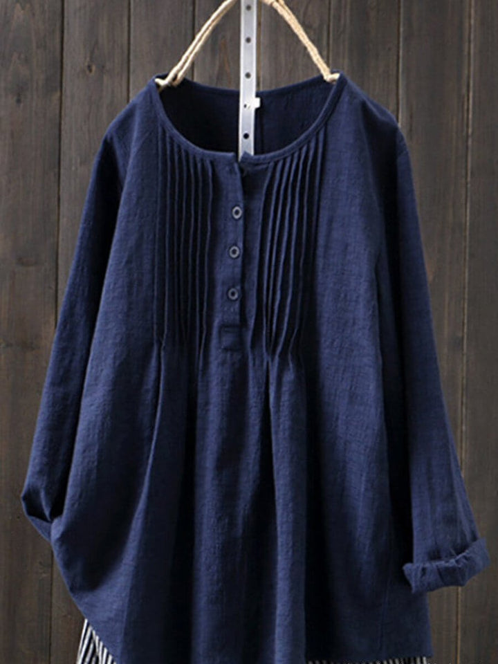 Freya Lange Linnen Blouse met Knoopsluiting