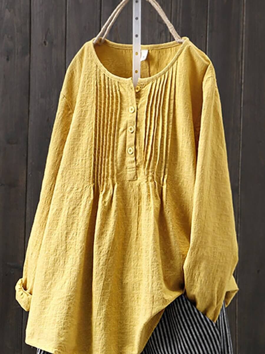 Freya Lange Linnen Blouse met Knoopsluiting