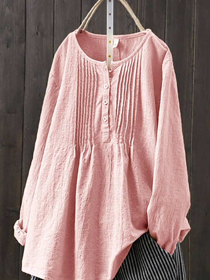 Freya Lange Linnen Blouse met Knoopsluiting
