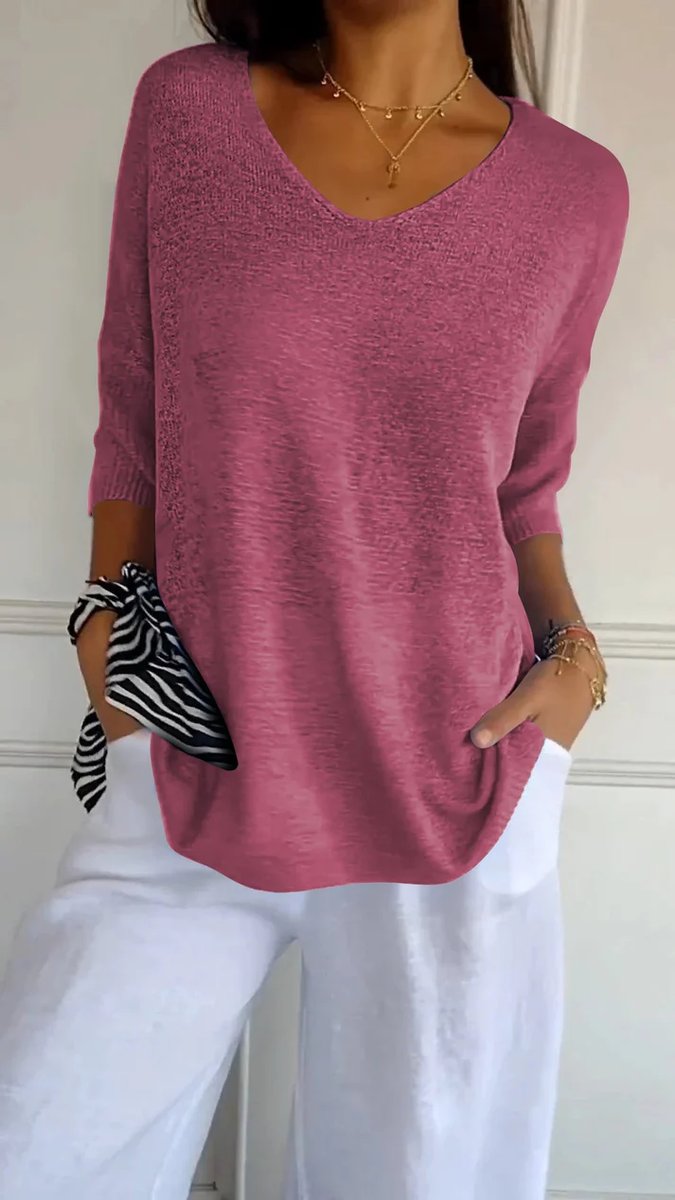 Lily Gebreide Blouse met V-hals