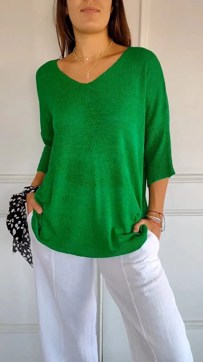 Lily Gebreide Blouse met V-hals