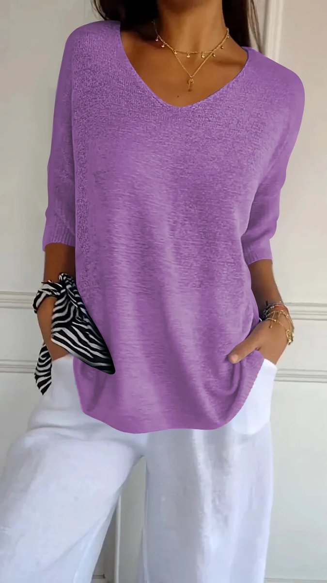 Lily Gebreide Blouse met V-hals
