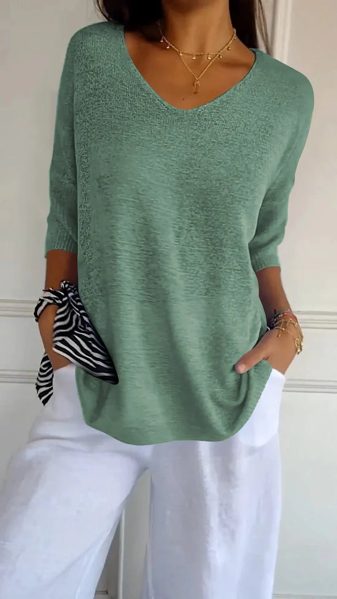 Lily Gebreide Blouse met V-hals