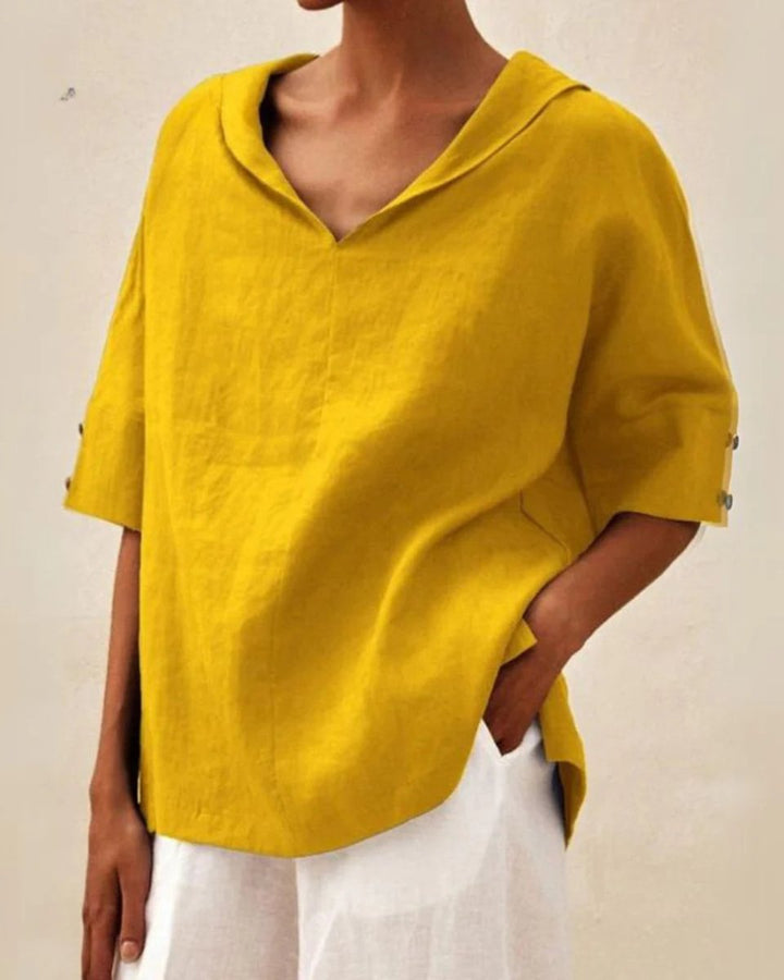 Evelyn Linnen Blouse met V-hals