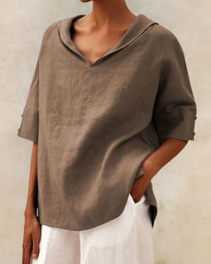 Evelyn Linnen Blouse met V-hals