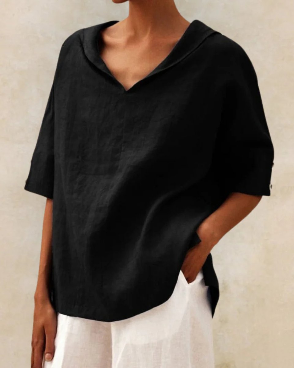 Evelyn Linnen Blouse met V-hals