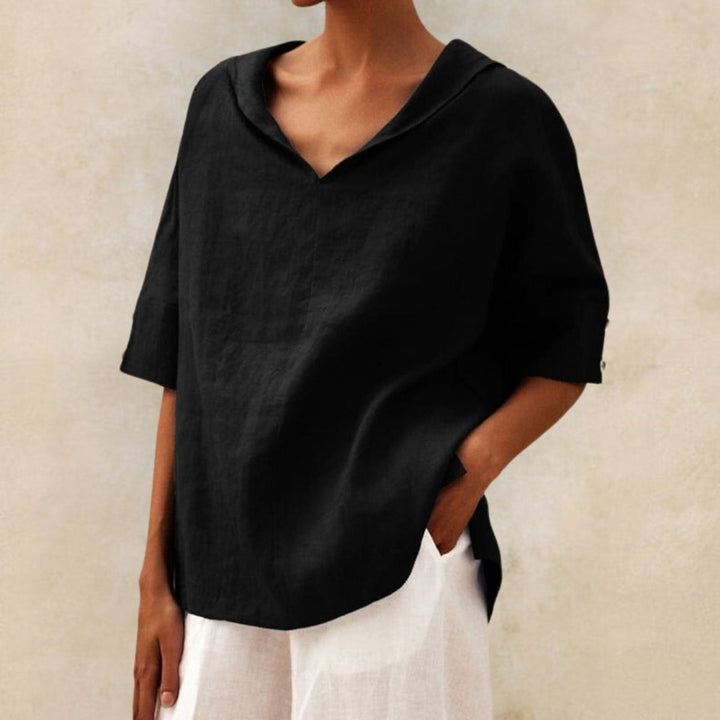Ava Linnen Blouse met V-hals