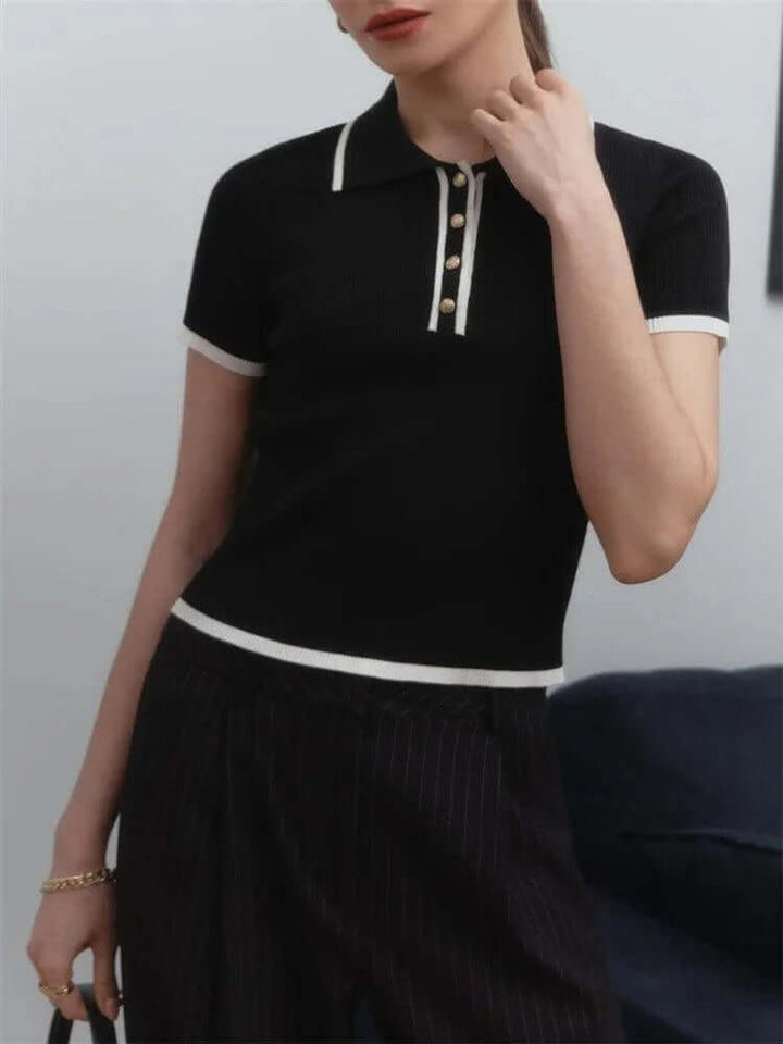 Florence Korte Gebreide Blouse met V-hals