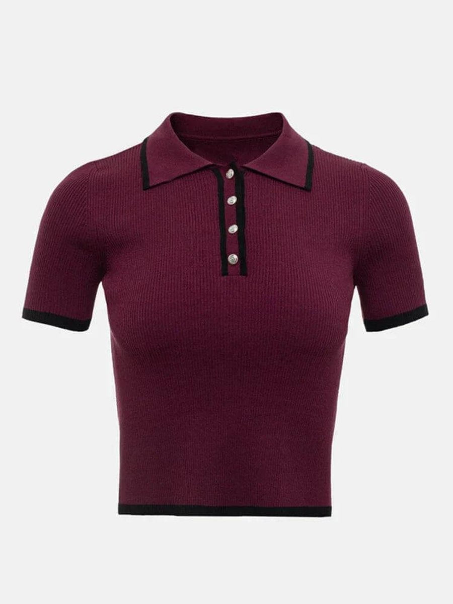 Florence Korte Gebreide Blouse met V-hals
