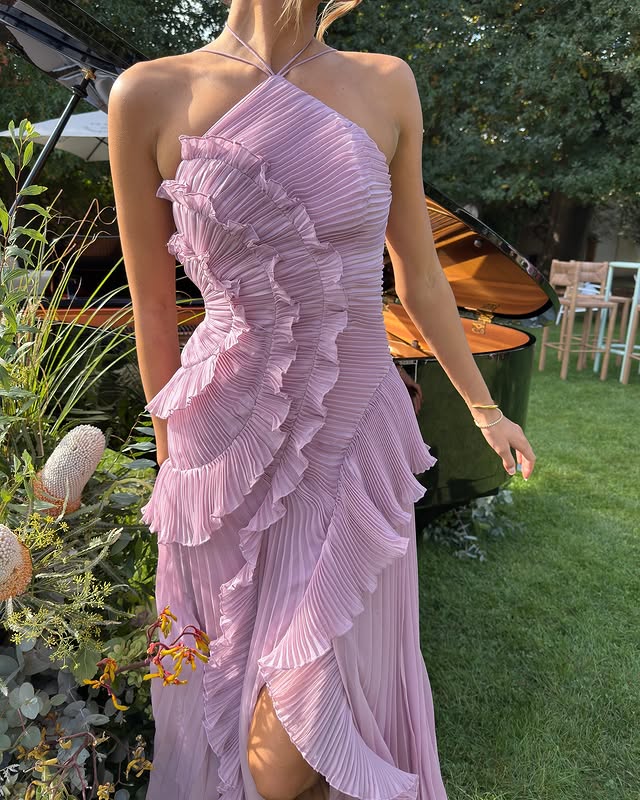 Amelia Stijlvolle Maxi Jurk met Ruches