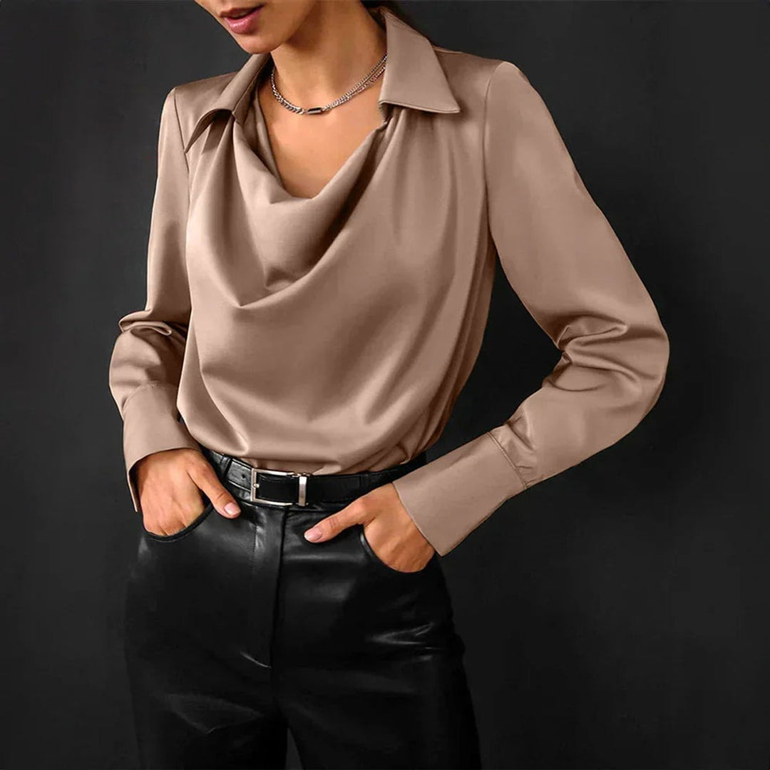 Rosie Lange Satijnen Blouse met Drapering