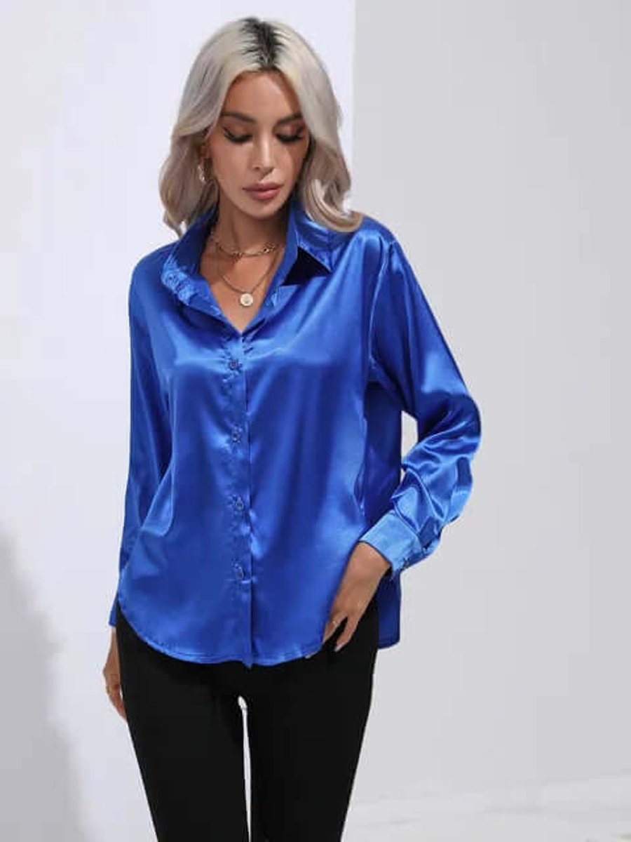 Sophie Lange Satijnen Blouse met Knoopsluiting