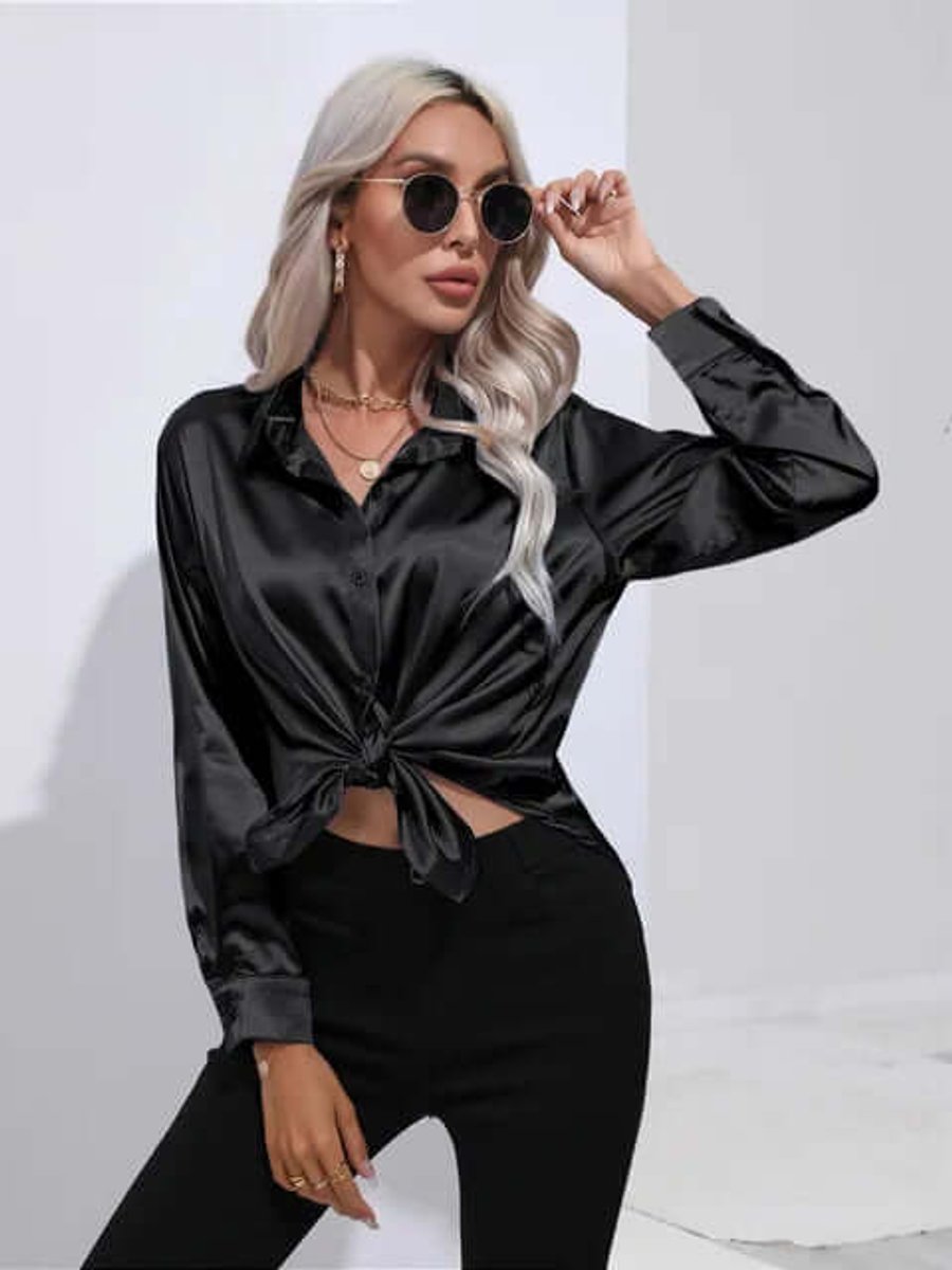 Sophie Lange Satijnen Blouse met Knoopsluiting