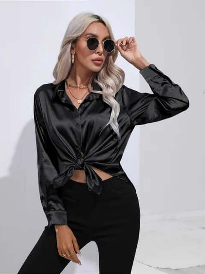 Sophie Lange Satijnen Blouse met Knoopsluiting
