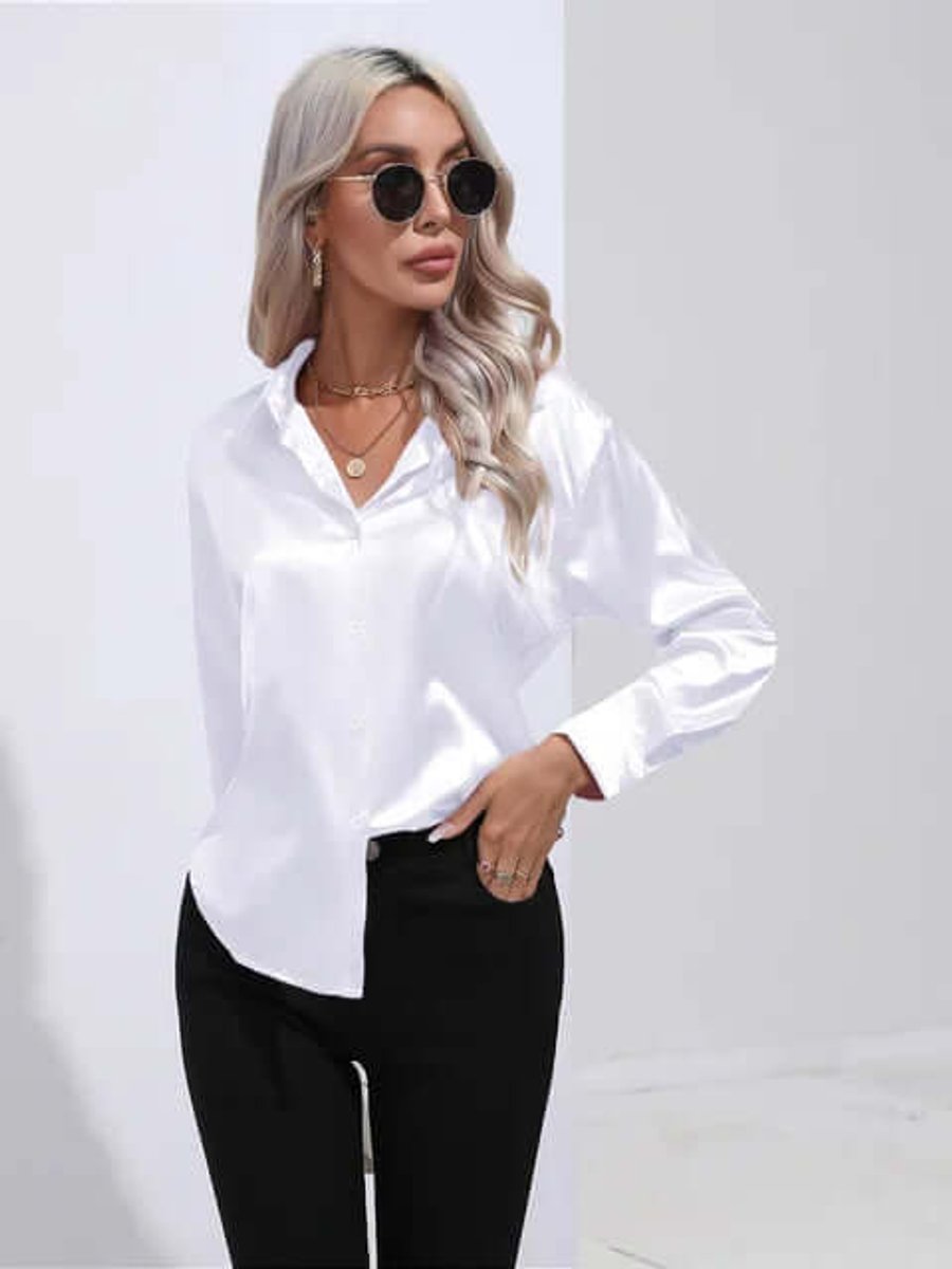 Sophie Lange Satijnen Blouse met Knoopsluiting