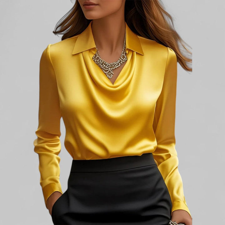 Ella Lange Satijnen Blouse met Rolkraag
