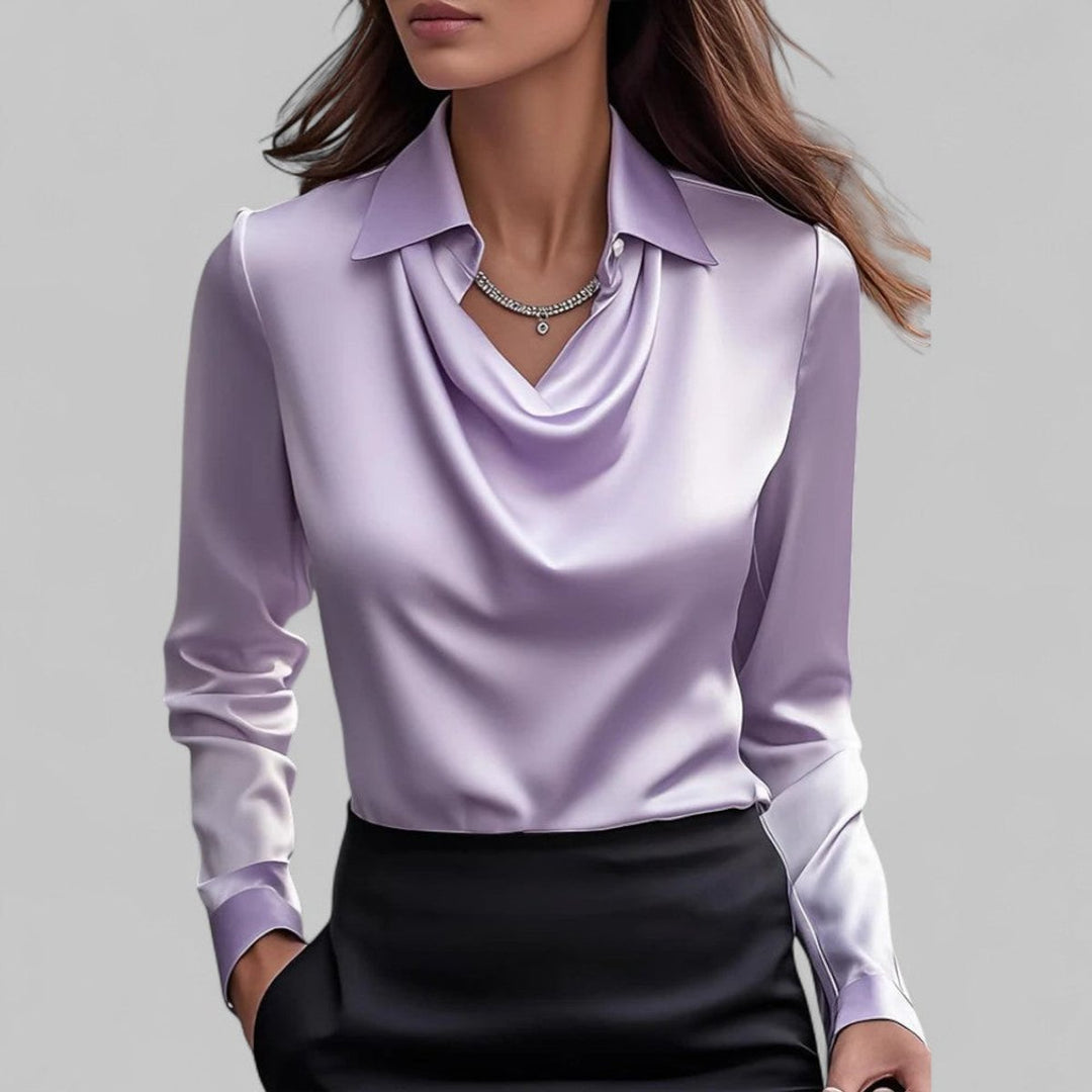 Ella Lange Satijnen Blouse met Rolkraag