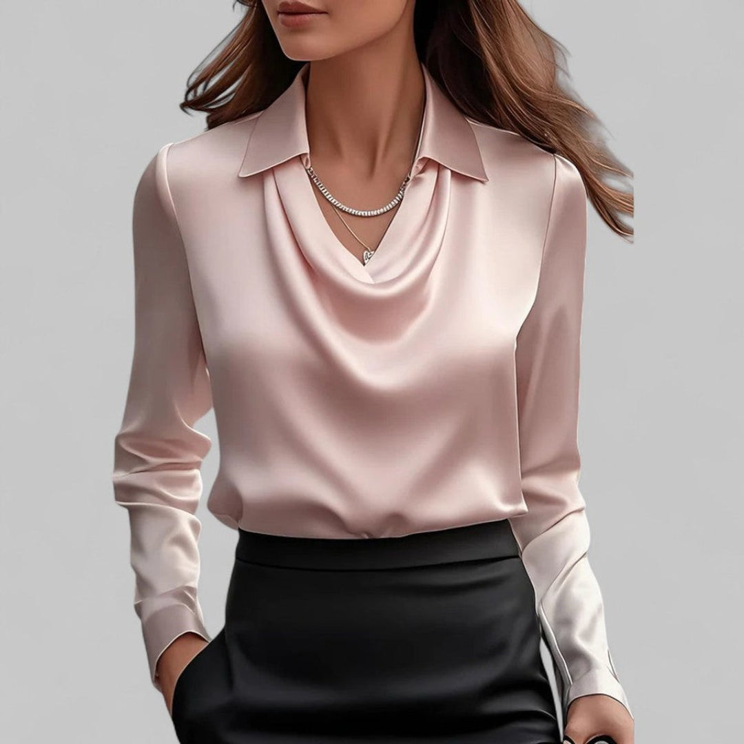 Ella Lange Satijnen Blouse met Rolkraag