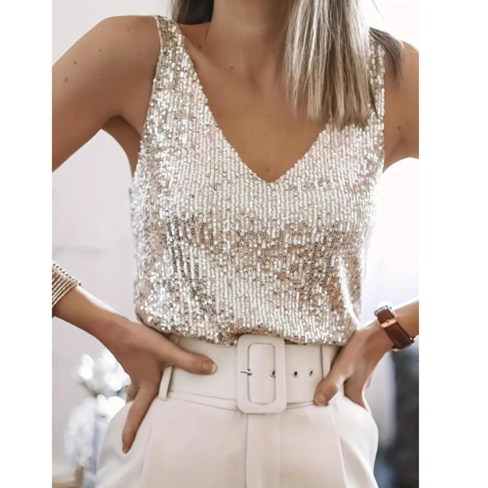 Emily Pailletten Blouse met V-hals