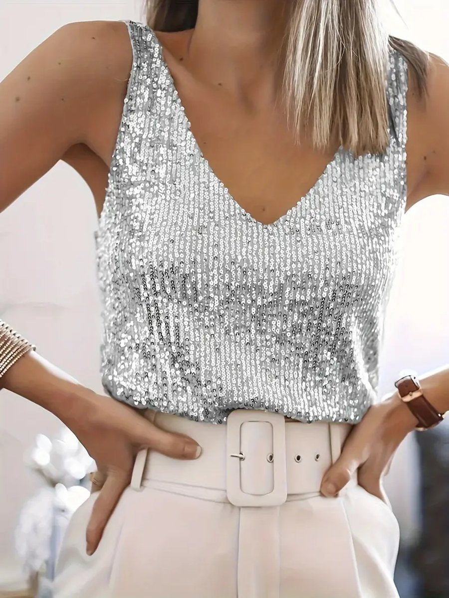 Emily Pailletten Blouse met V-hals