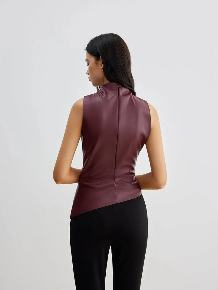 Olivia Satijnen Blouse met Rolkraag
