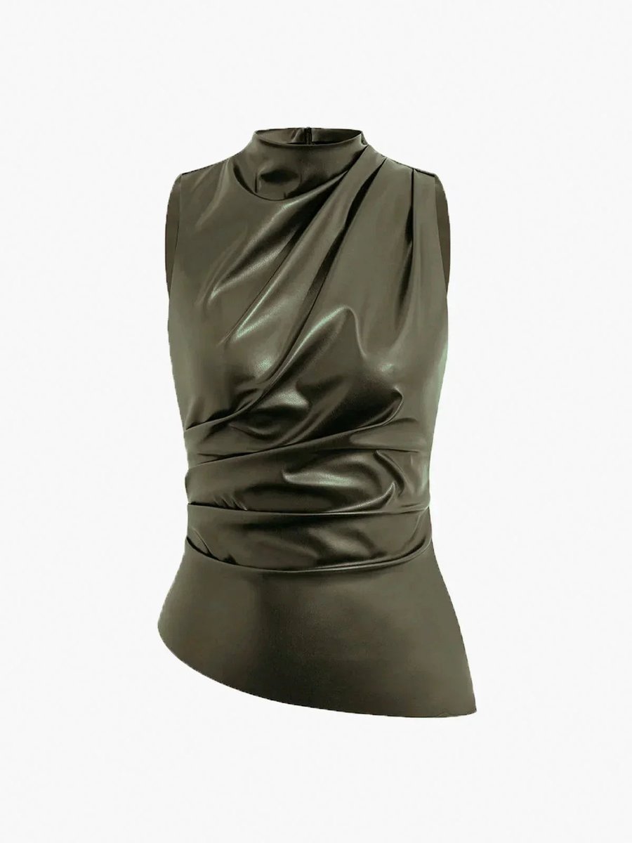 Olivia Satijnen Blouse met Rolkraag