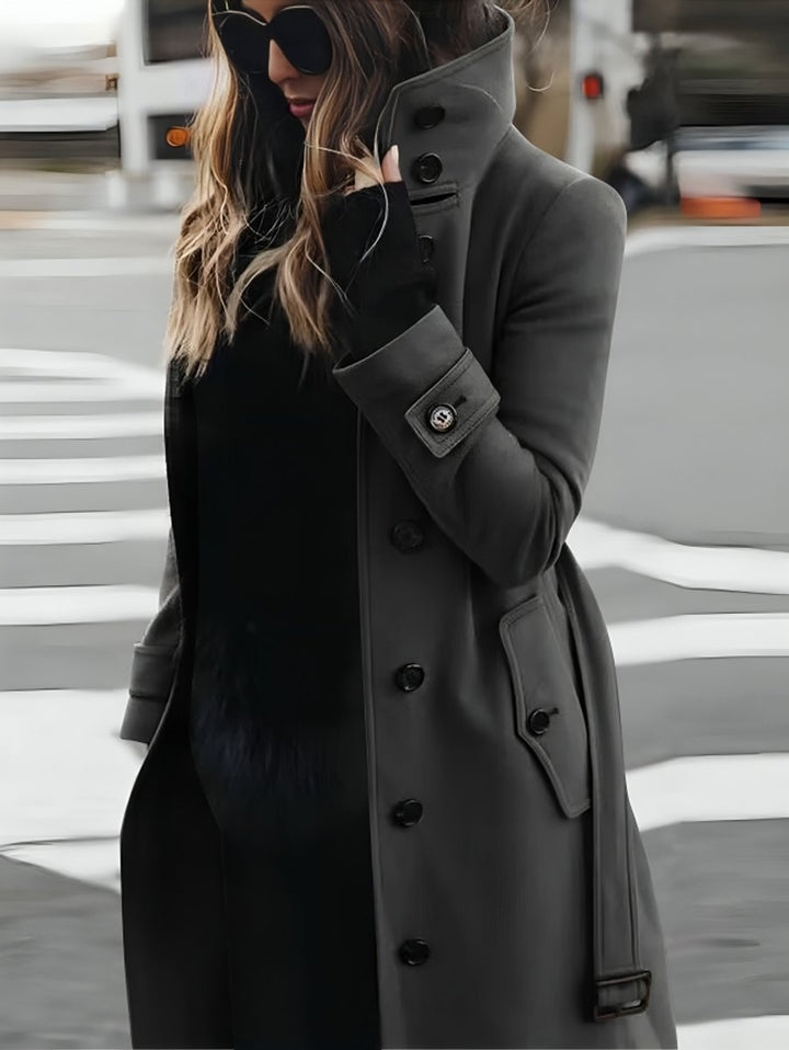 Florence Lange Trenchcoat met Staande Kraag