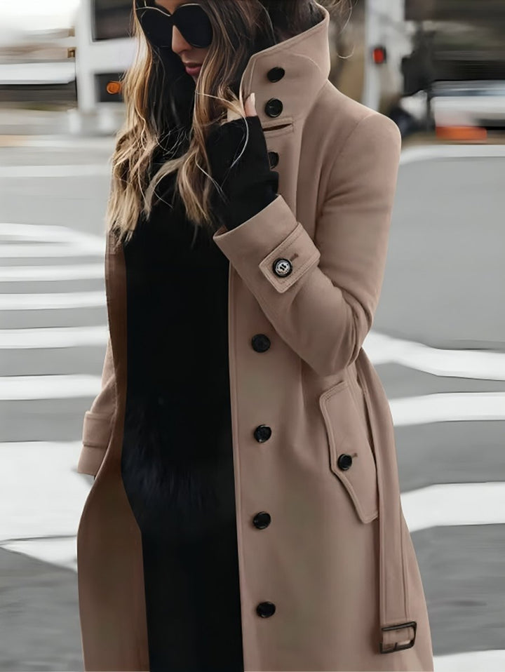 Florence Lange Trenchcoat met Staande Kraag