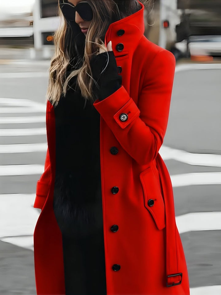 Florence Lange Trenchcoat met Staande Kraag