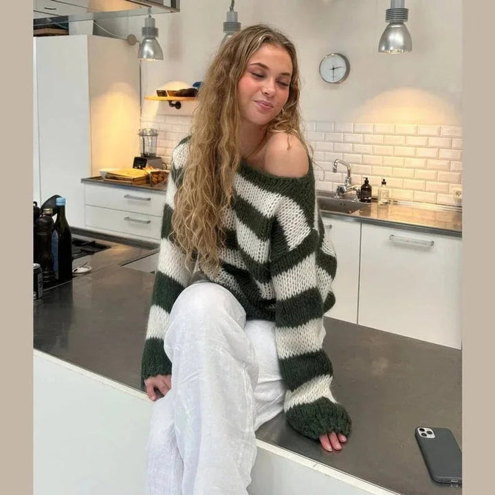 Rosie Grofgebreide Trui met Streepdessin