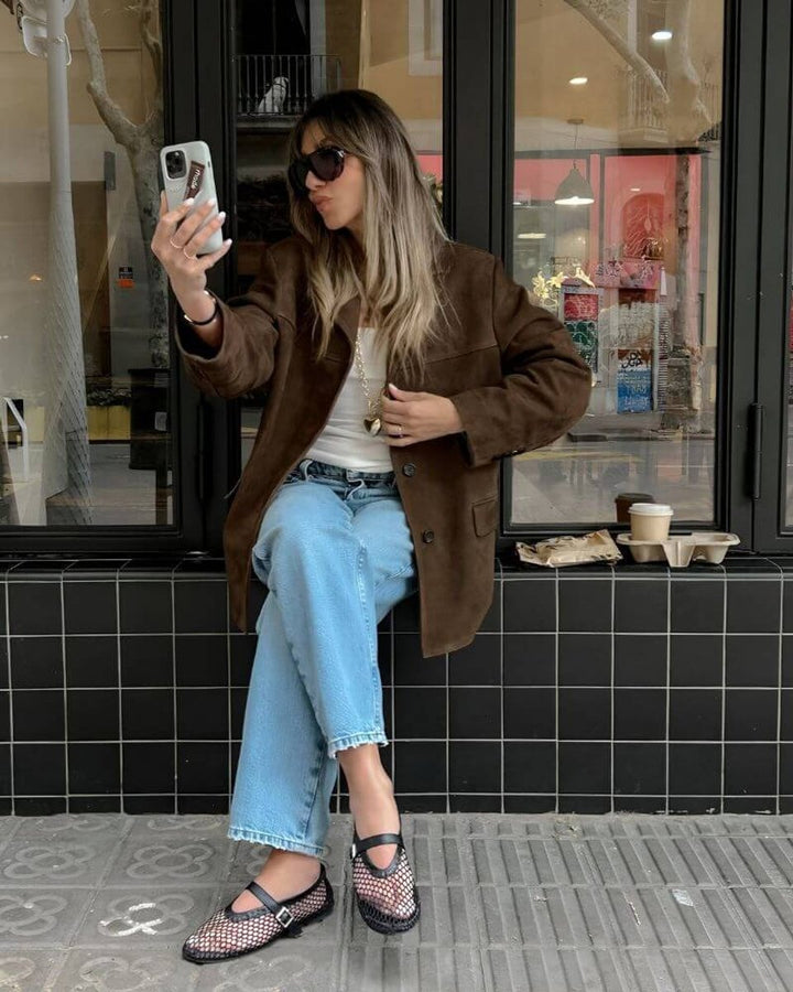Ivy Suède Blazer met Reverskraag