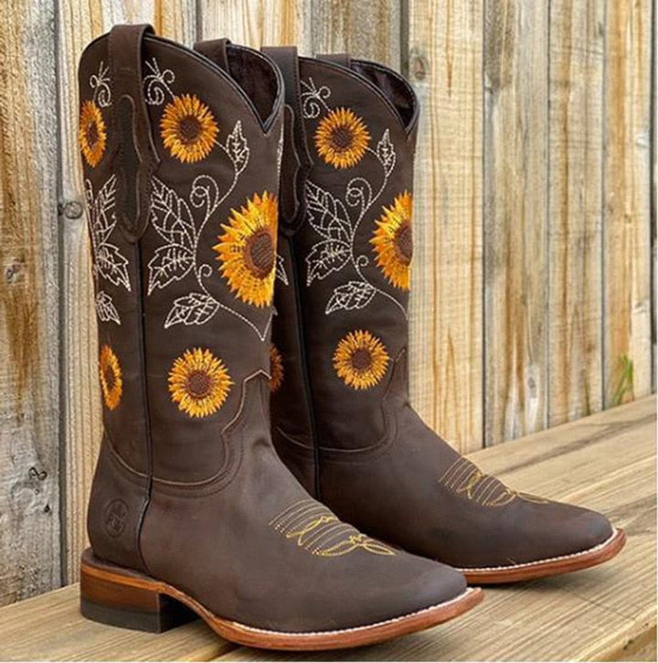 Mia Halflange Cowboylaarzen met Borduurwerk