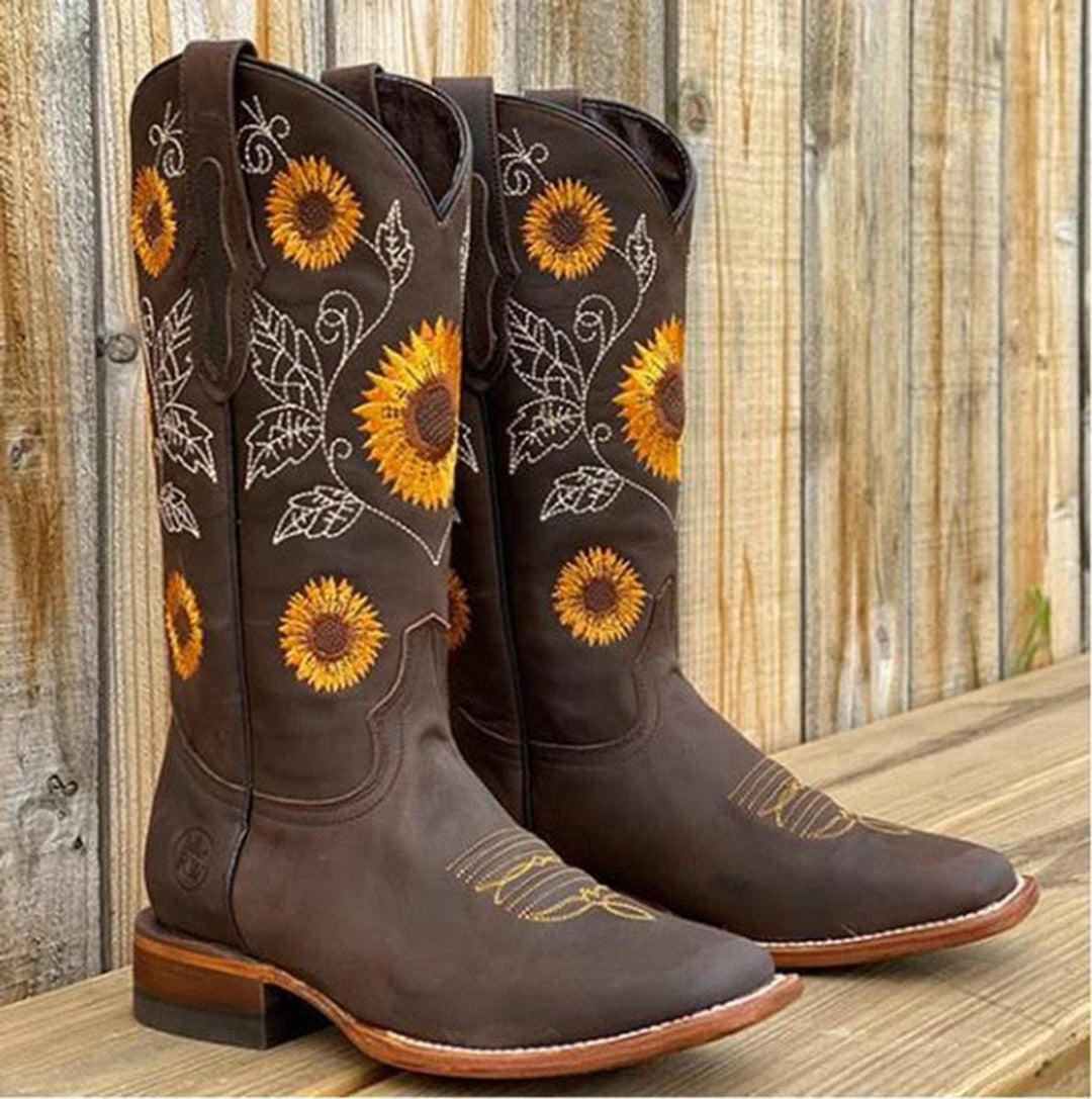 Mia Halflange Cowboylaarzen met Borduurwerk
