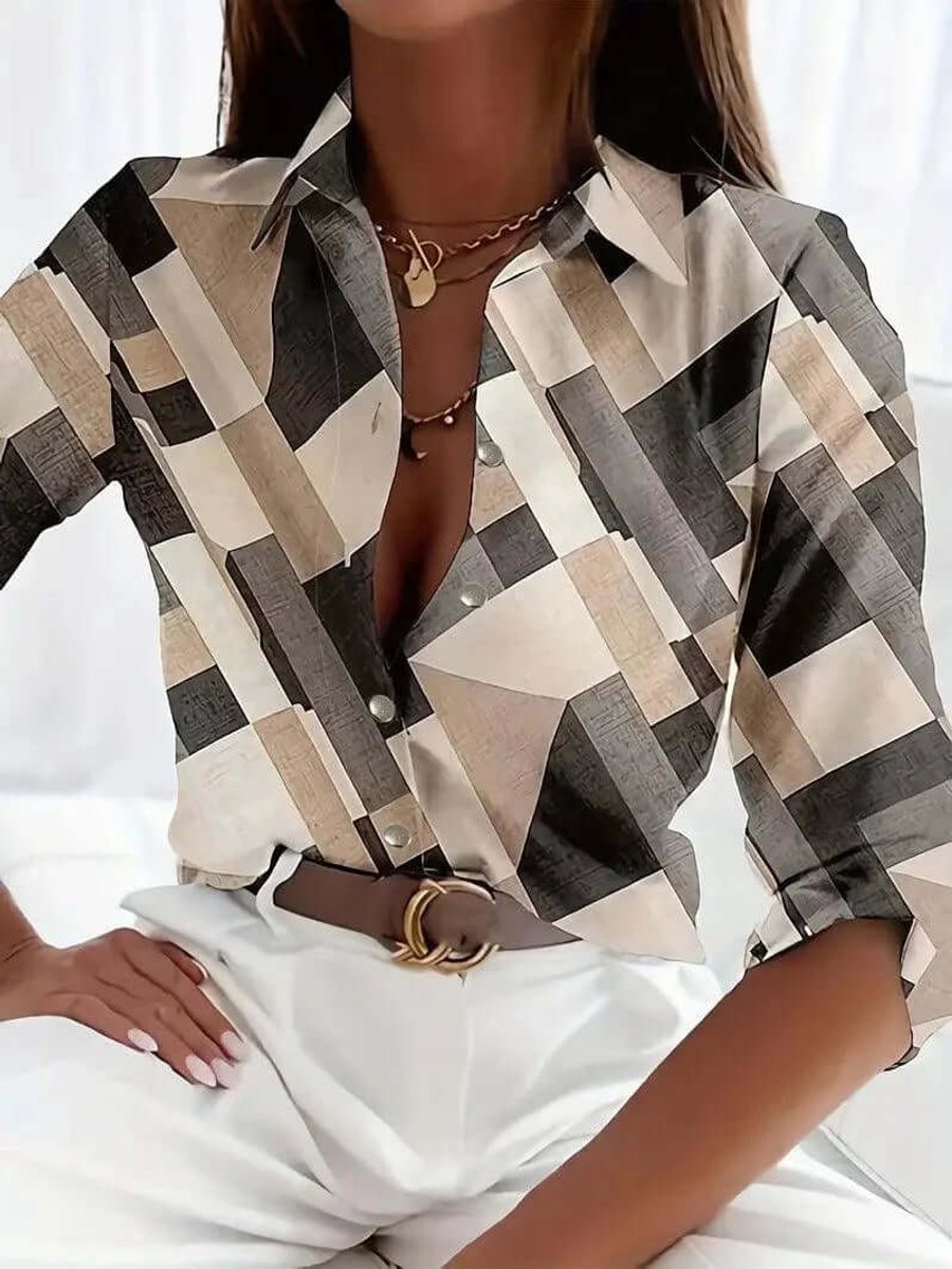 Scarlett Lange Blouse met Grafische Print