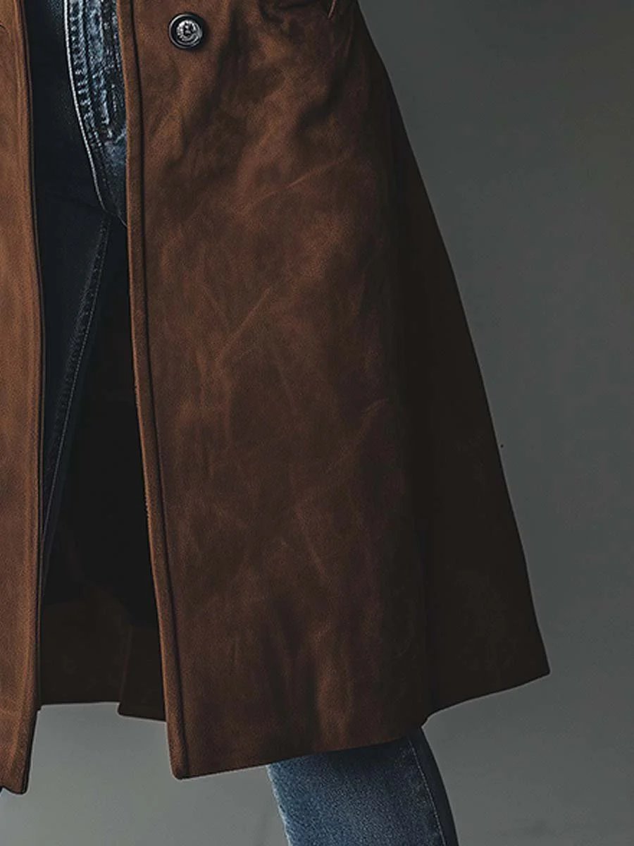 Lily Suède Trenchcoat met Knoopsluiting