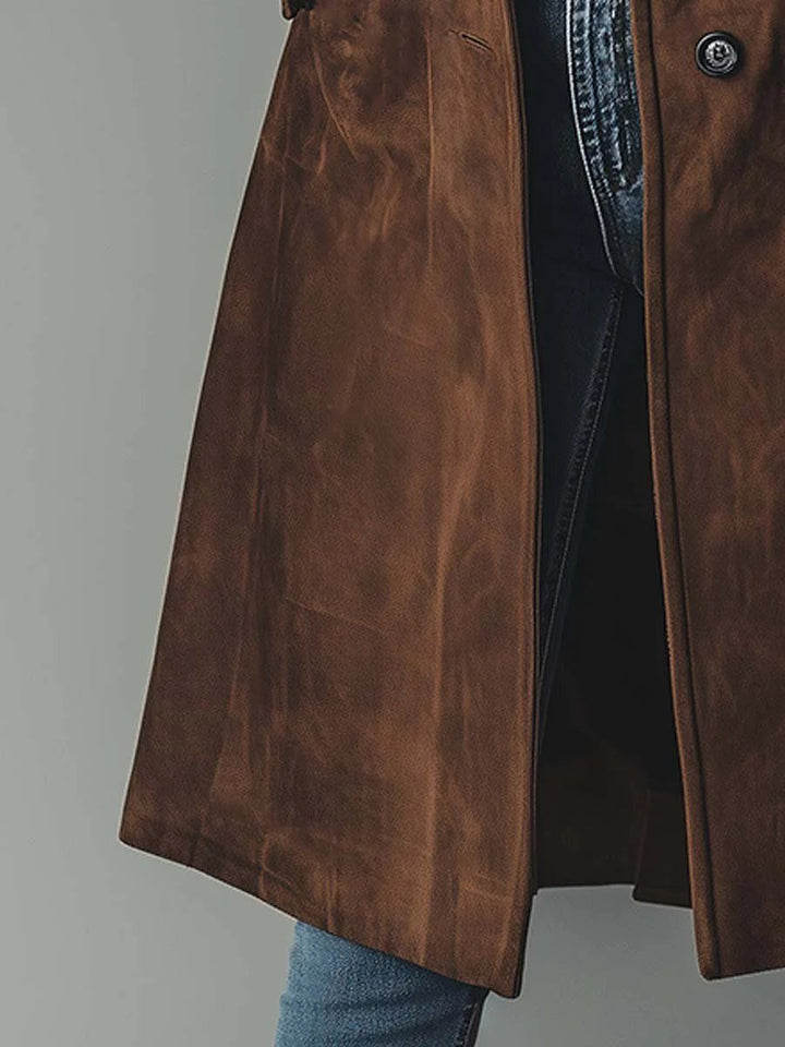 Lily Suède Trenchcoat met Knoopsluiting