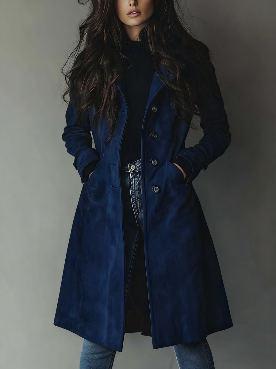 Lily Suède Trenchcoat met Knoopsluiting