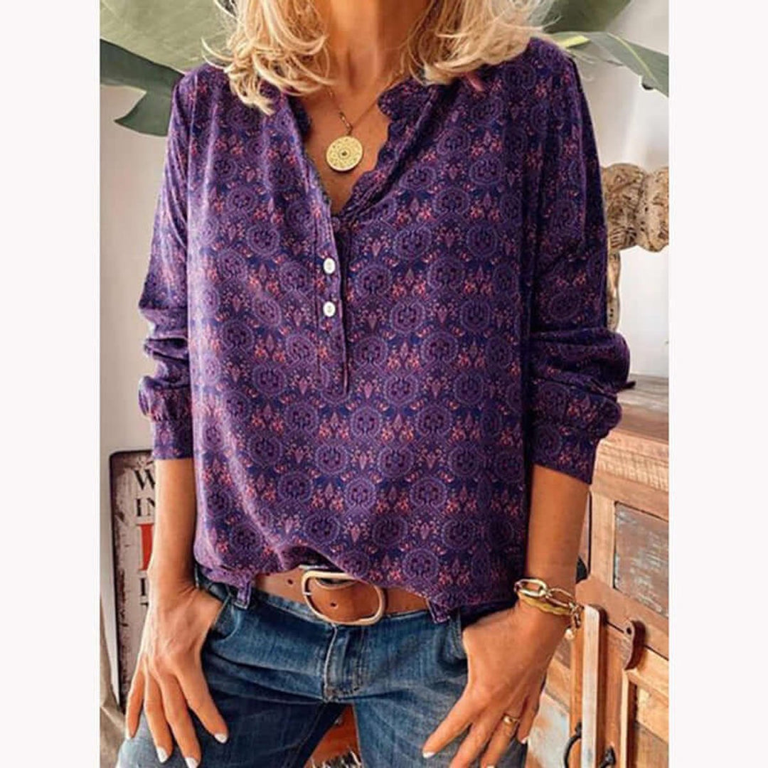 Ava Lange Blouse met Bloemenprint