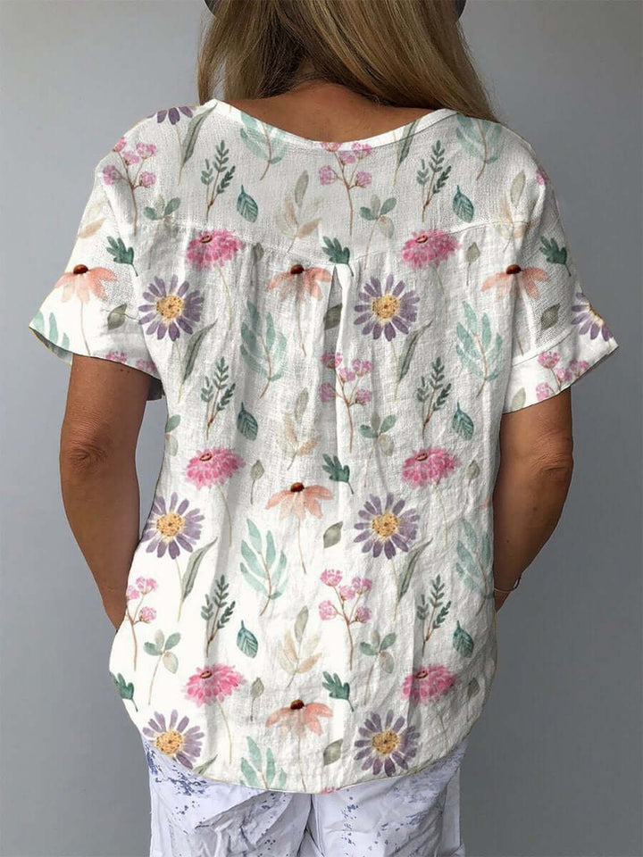Amelia Korte Blouse met Bloemenprint