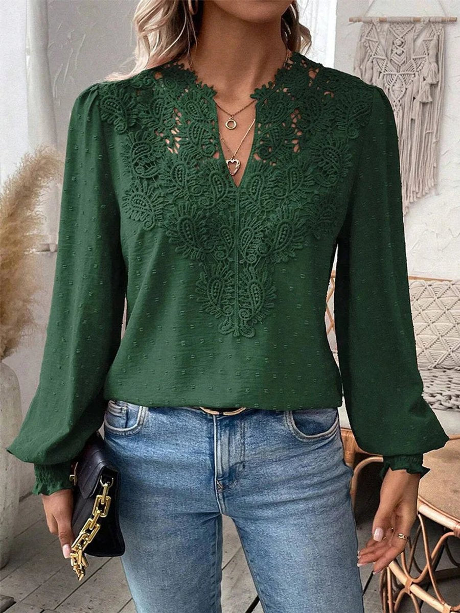 Scarlett Lange Kanten Blouse met Bloemenprint