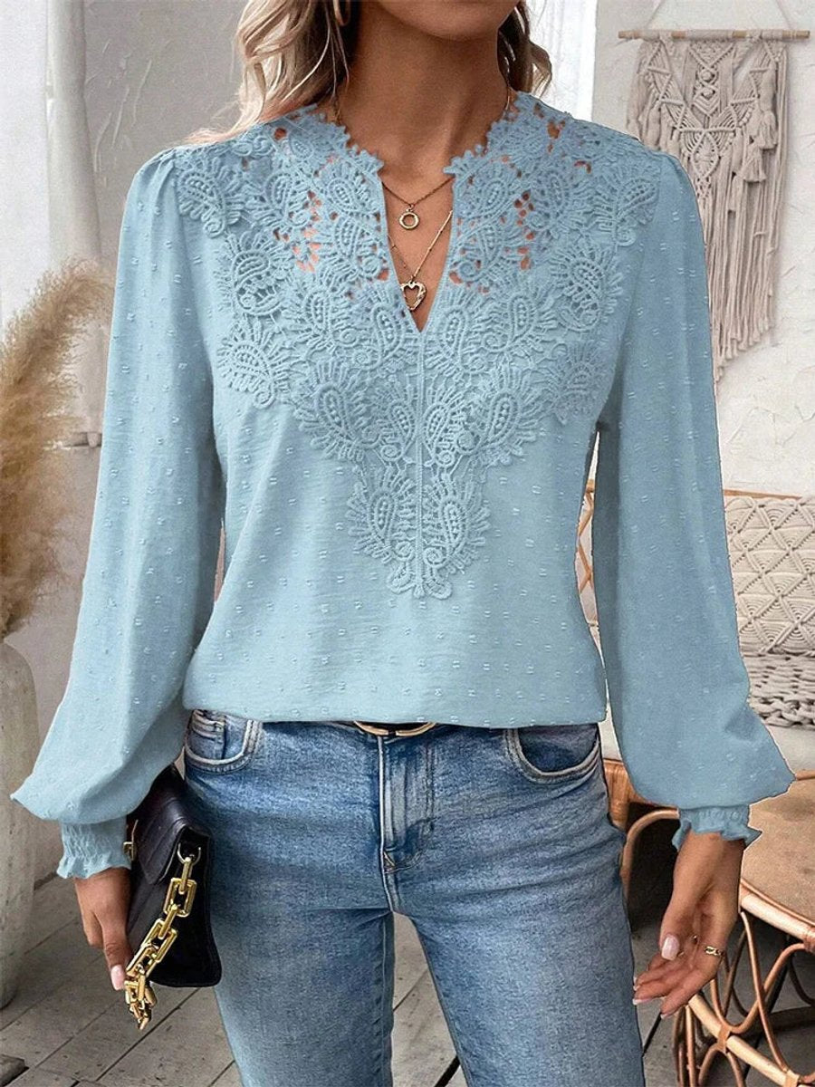 Scarlett Lange Kanten Blouse met Bloemenprint
