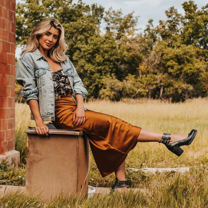 Scarlett Leren Enkellaarsjes met Stabiele Blokhak