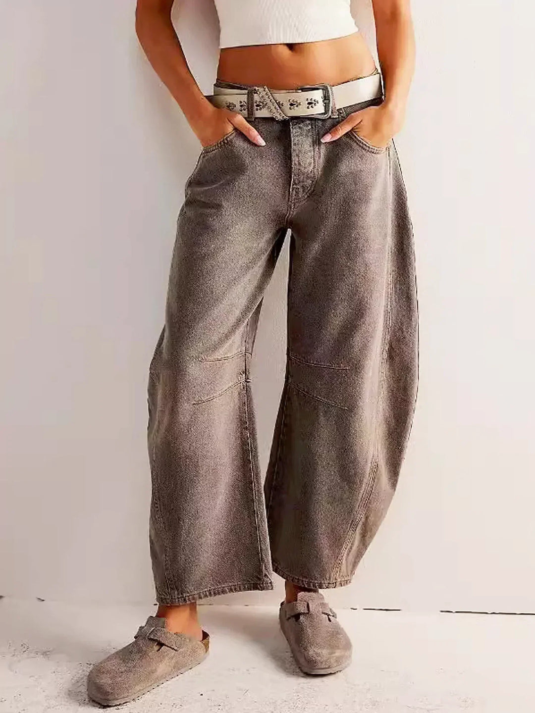 Addison | Dames Luipaardprint Wijde Pijpen Jeans