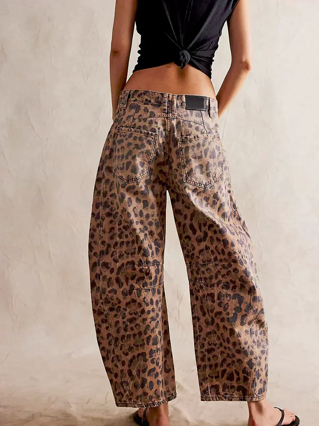 Addison | Dames Luipaardprint Wijde Pijpen Jeans