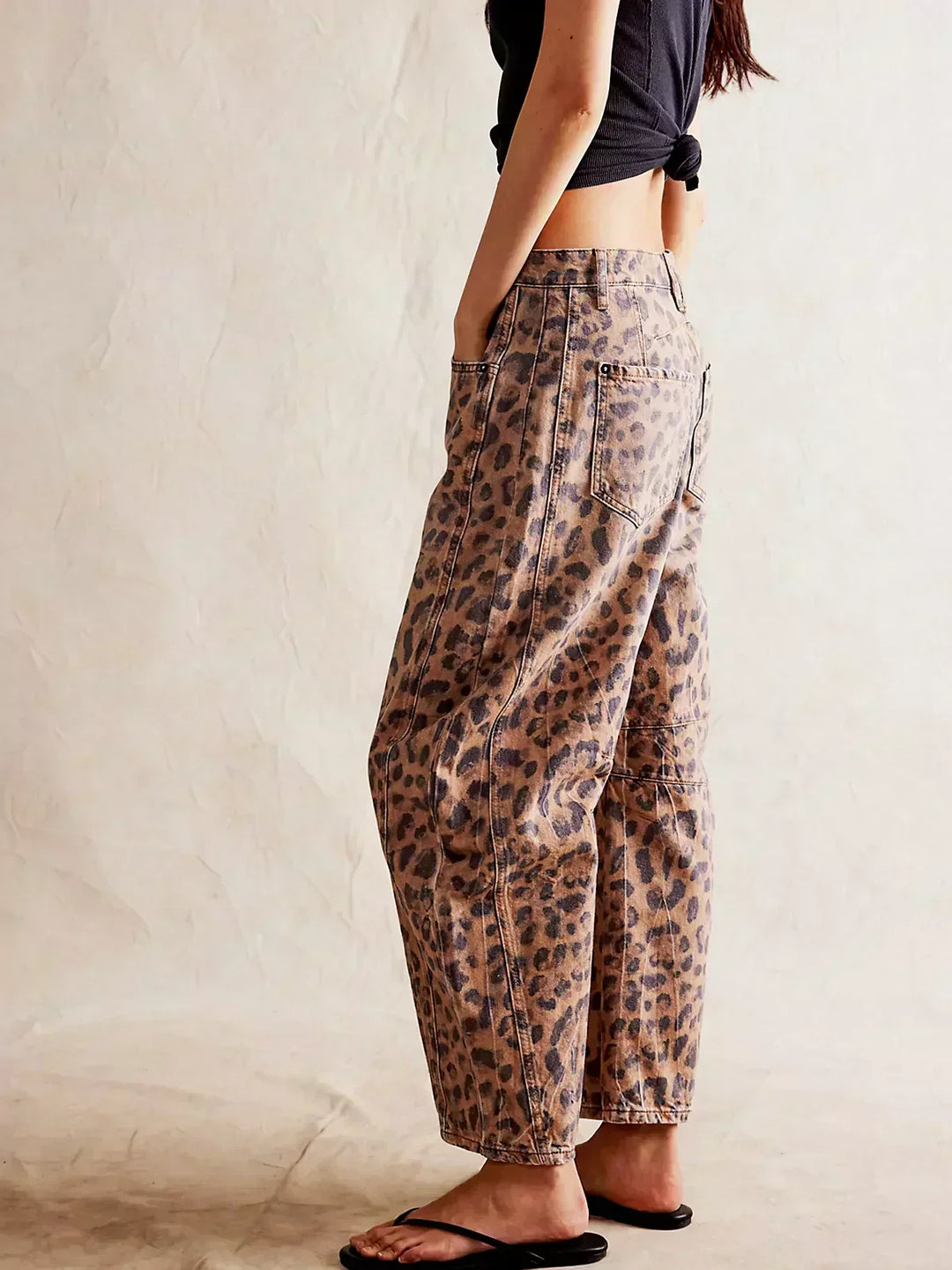 Addison | Dames Luipaardprint Wijde Pijpen Jeans